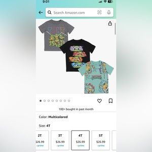 Bundle of 3 Teenage Mutant Ninja Turtles 4T t-shirts